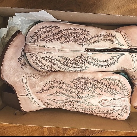 Corral Rose Pink Cowboy  Cowgirl Boots Size 8 E1447 - Picture 4 of 16